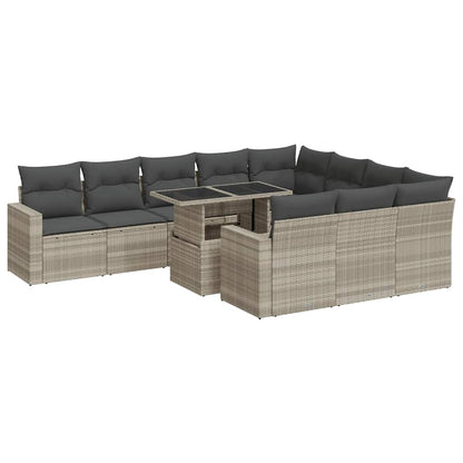 Set Divani da Giardino 11 pz con Cuscini in Polyrattan Grigio - homemem39