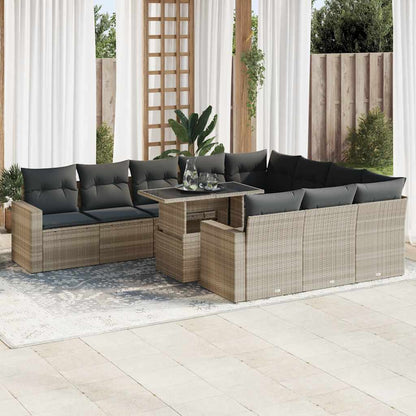 Set Divani da Giardino 11 pz con Cuscini in Polyrattan Grigio | homemem39