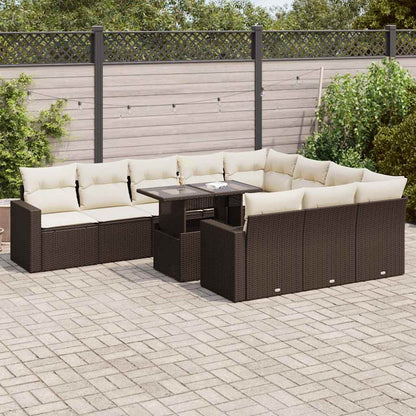 Set Divani da Giardino 11 pz con Cuscini Polyrattan Marrone - homemem39