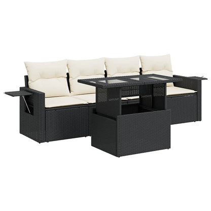 Set Divani da Giardino 5 pz con Cuscini in Polyrattan Nero - homemem39