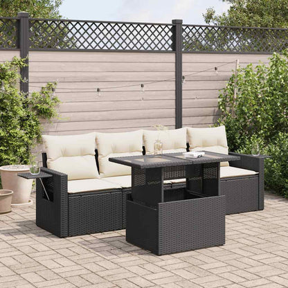Set Divani da Giardino 5 pz con Cuscini in Polyrattan Nero | homemem39