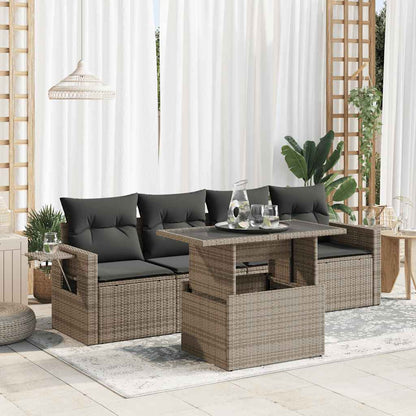 Set Divano da Giardino 5 pz con Cuscini Grigio in Polyrattan - homemem39