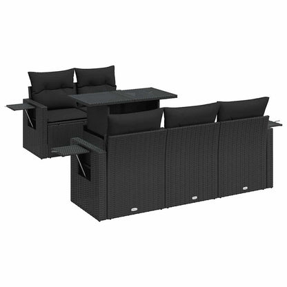 Set Divano da Giardino 6 pz con Cuscini Nero in Polyrattan - homemem39