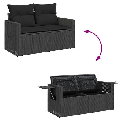 Set Divano da Giardino 6 pz con Cuscini Nero in Polyrattan - homemem39