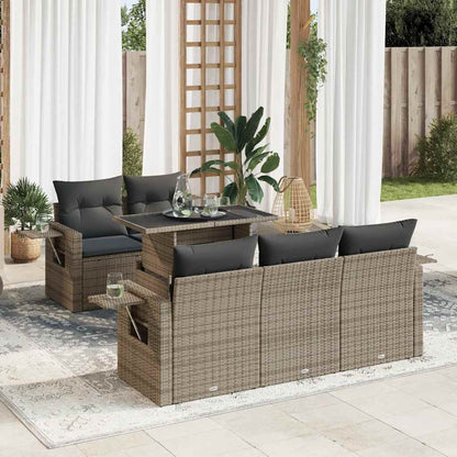 Set Divano da Giardino 6 pz con Cuscini Grigio in Polyrattan - homemem39