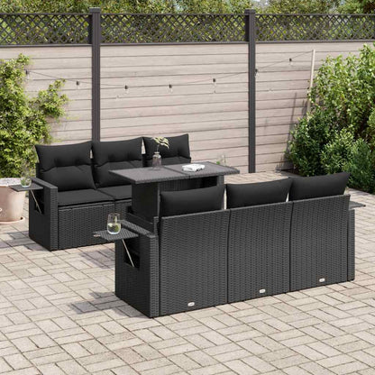 Set Divani da Giardino con Cuscini 7pz Nero Polyrattan | homemem39