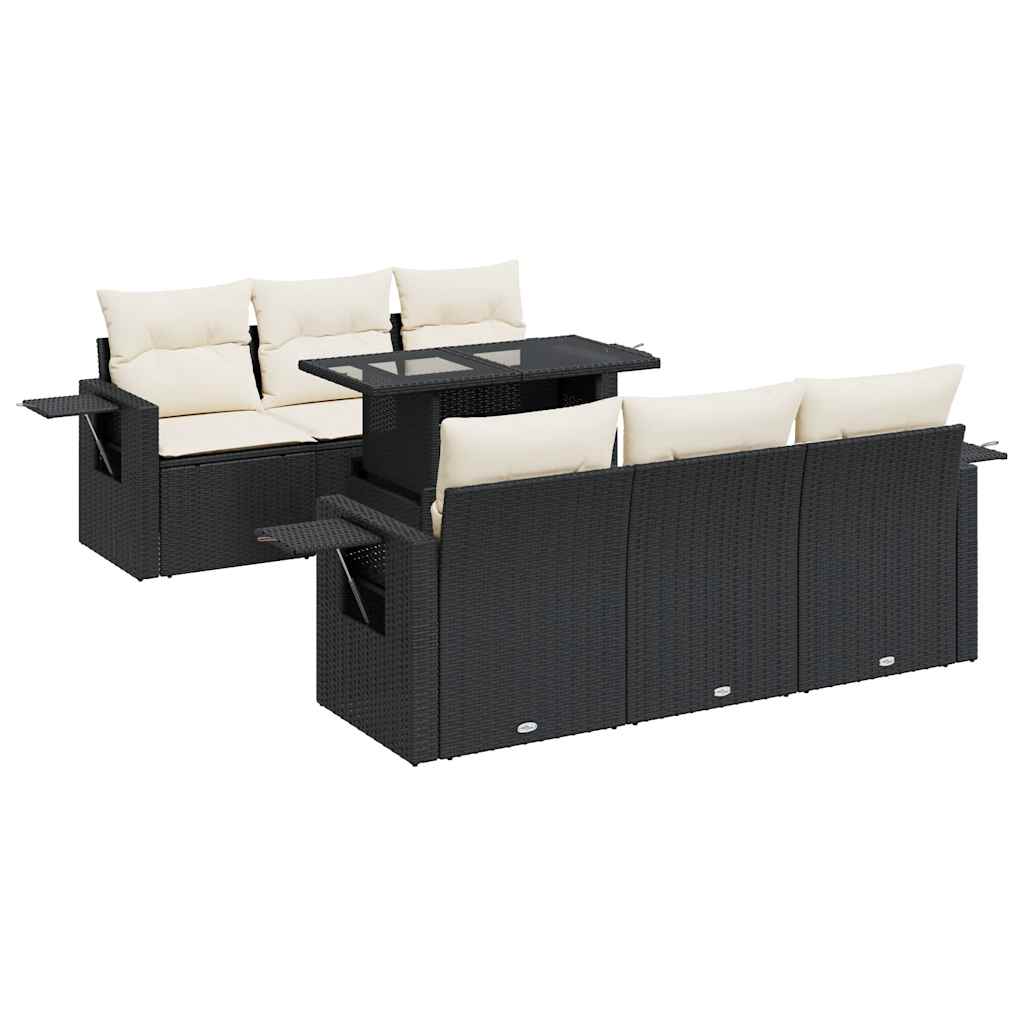 Set Divani da Giardino con Cuscini 7pz Nero Polyrattan - homemem39