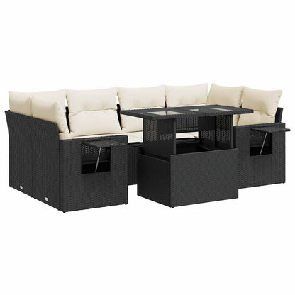 Set Divani da Giardino con Cuscini 7pz Nero Polyrattan - homemem39