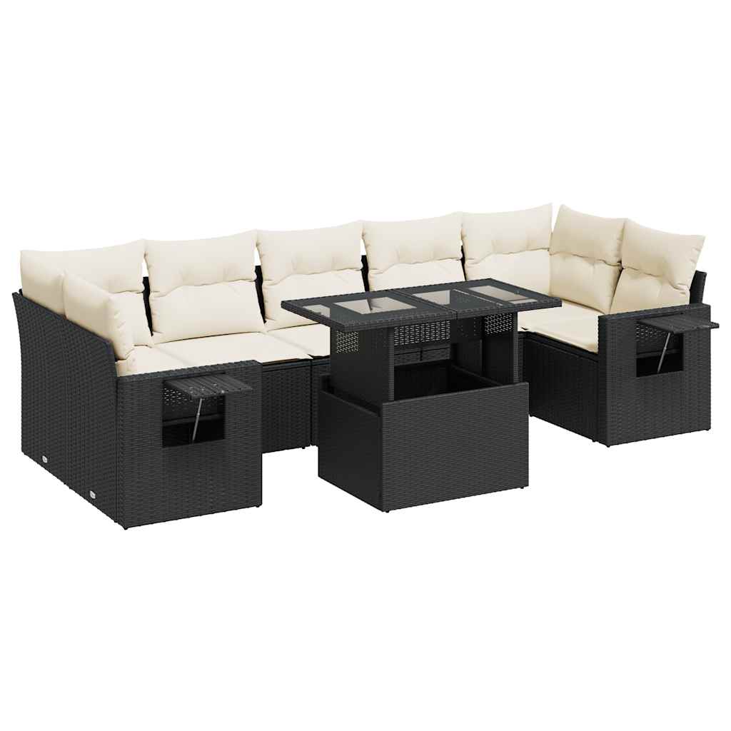 Set Divani da Giardino con Cuscini 8 pz Nero in Polyrattan - homemem39