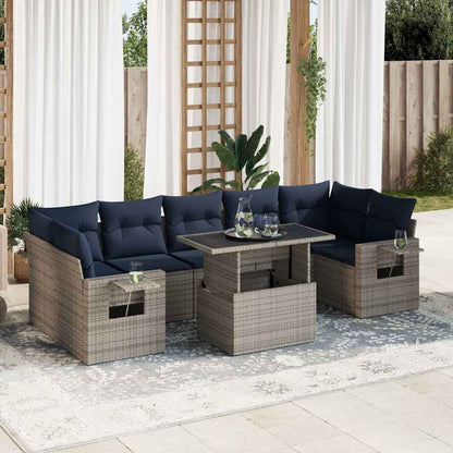 Set Divani da Giardino con Cuscini 8 pz Grigio