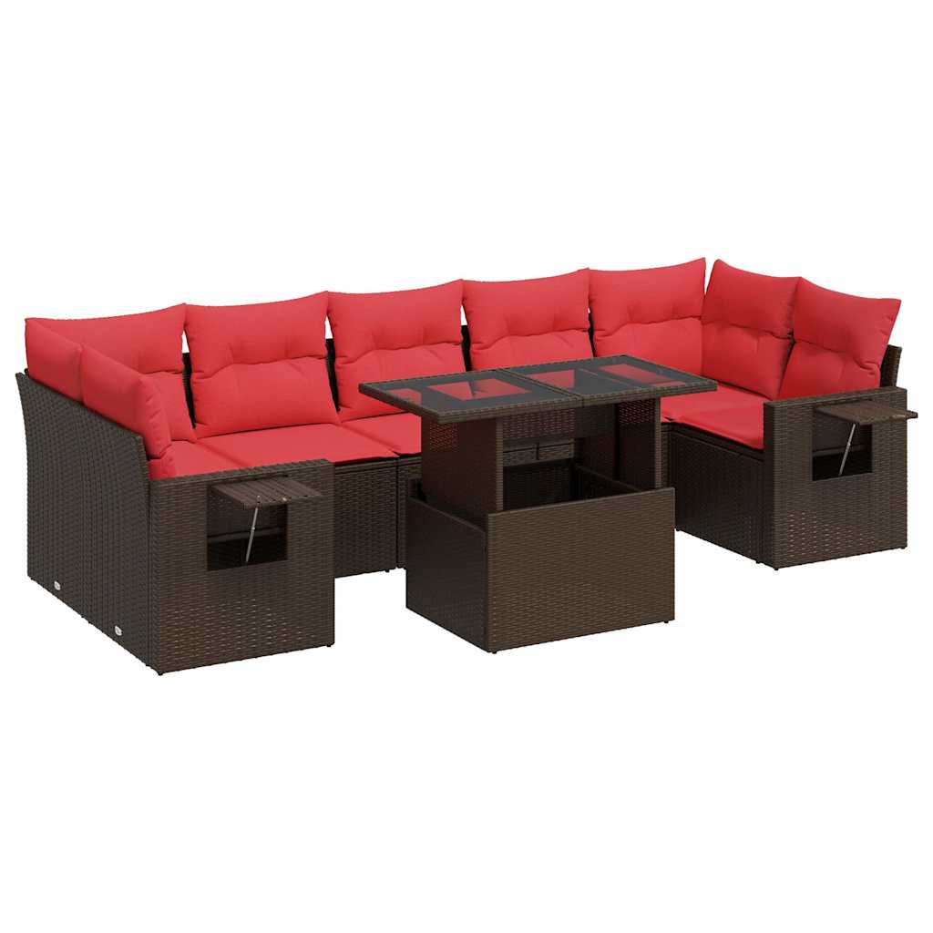 Set Divano da Giardino 8 pz con Cuscini Marrone
