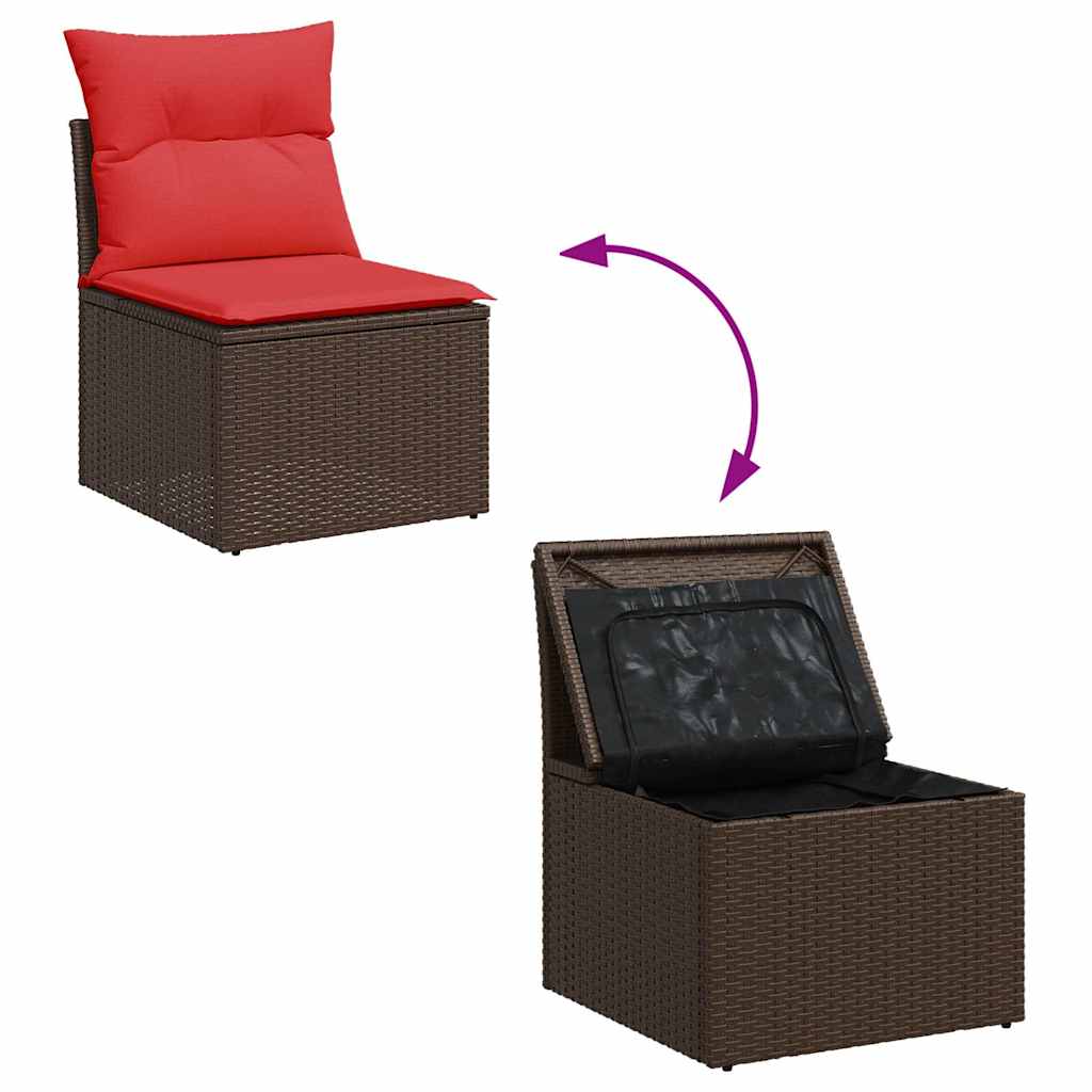 Set Divano da Giardino 8 pz con Cuscini Marrone
