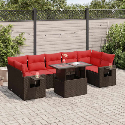 Set Divano da Giardino 8 pz con Cuscini Marrone