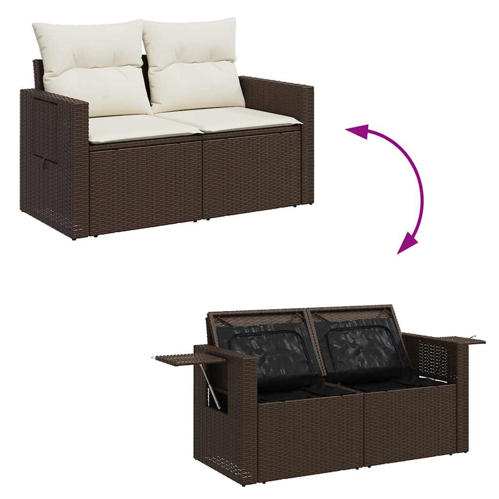 Set Divano da Giardino 6 pz con Cuscini Marrone in Polyrattan | homemem39