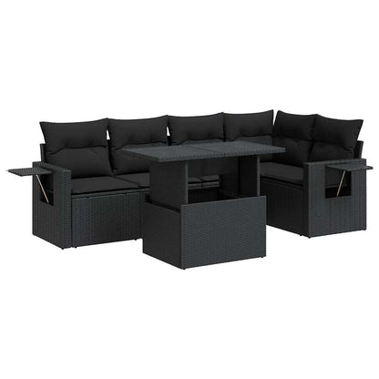 Set Divano da Giardino 6 pz con Cuscini Nero in Polyrattan | homemem39