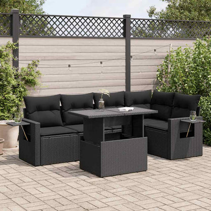 Set Divano da Giardino 6 pz con Cuscini Nero in Polyrattan | homemem39