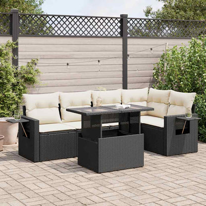 Set Divano da Giardino 6 pz con Cuscini Nero in Polyrattan | homemem39