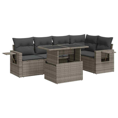 Set Divano da Giardino 6 pz con Cuscini Grigio in Polyrattan