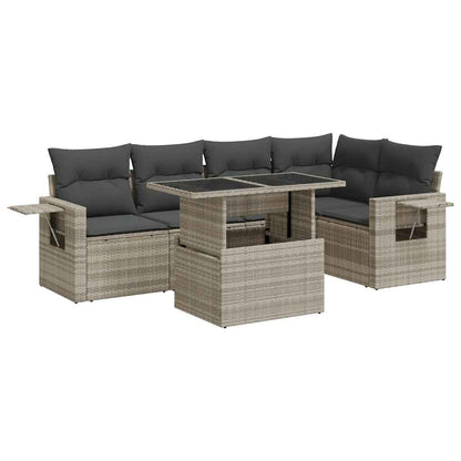 Set Divano da Giardino 6pz con Cuscini Grigio Chiaro Polyrattan | homemem39