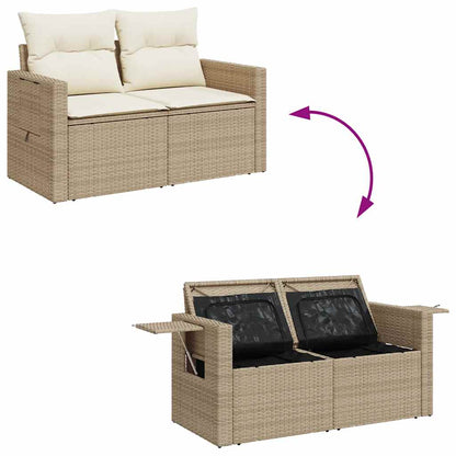 Set Divano da Giardino 9 pz con Cuscini Beige in Polyrattan | homemem39