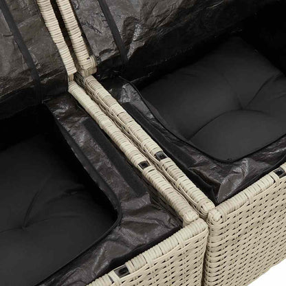 Set Divano da Giardino 9pz con Cuscini Grigio Chiaro Polyrattan