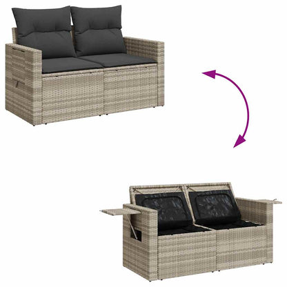 Set Divani da Giardino 7pz con Cuscini Grigio Chiaro Polyrattan | homemem39