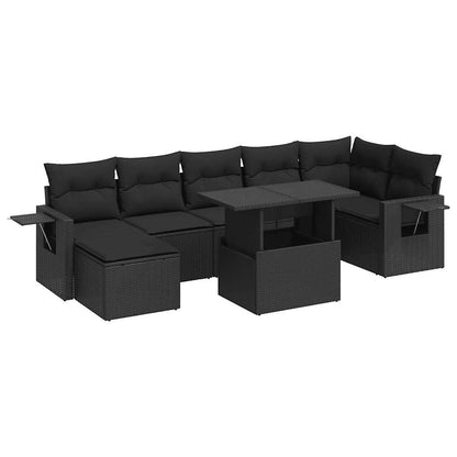Set Divani da Giardino con Cuscini 8 pz Nero in Polyrattan | homemem39