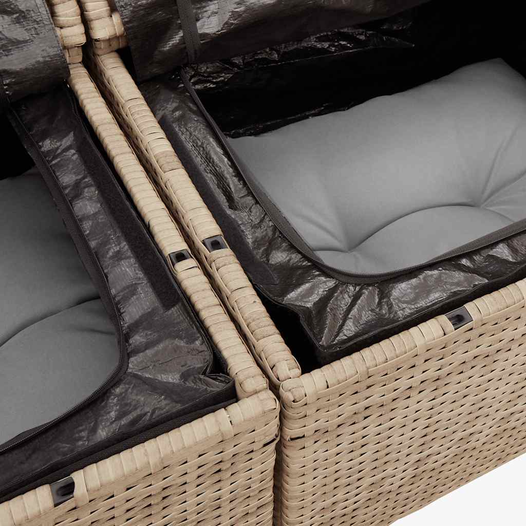Set Divano da Giardino 8 pz con Cuscini Beige in Polyrattan