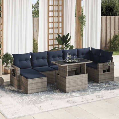 Set Divano da Giardino 8pz con Cuscini Grigio Polyrattan Acacia | homemem39