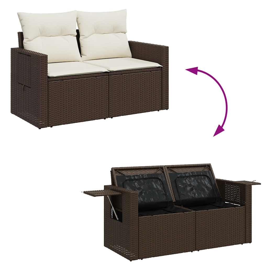 Set Divani da Giardino 8 pz con Cuscini Marrone in Polyrattan - homemem39