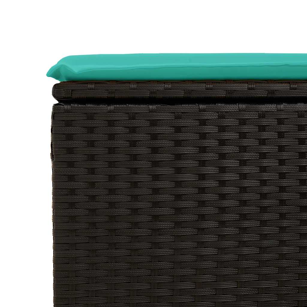 Set Divani da Giardino 9 pz con Cuscini Nero Polyrattan Acacia