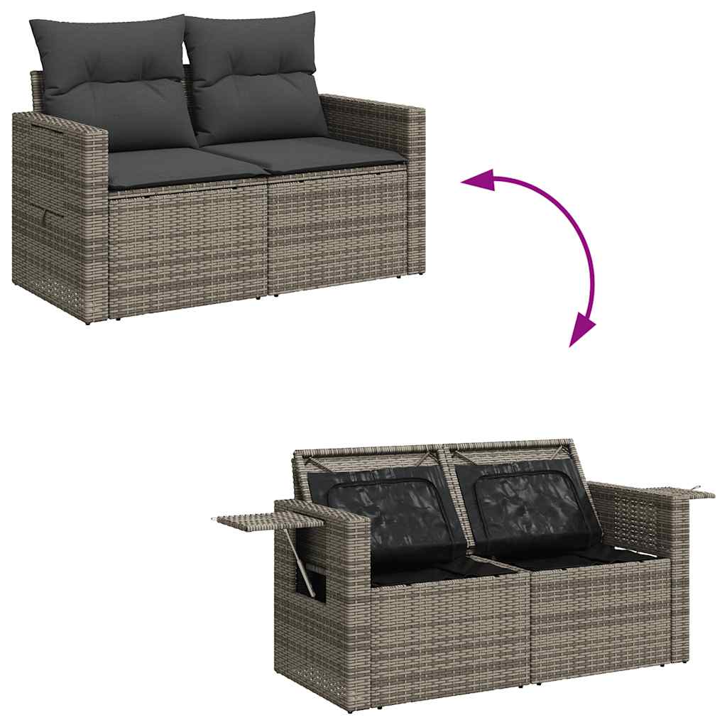 Set Divano da Giardino 10 pz con Cuscini Grigio in Polyrattan | homemem39