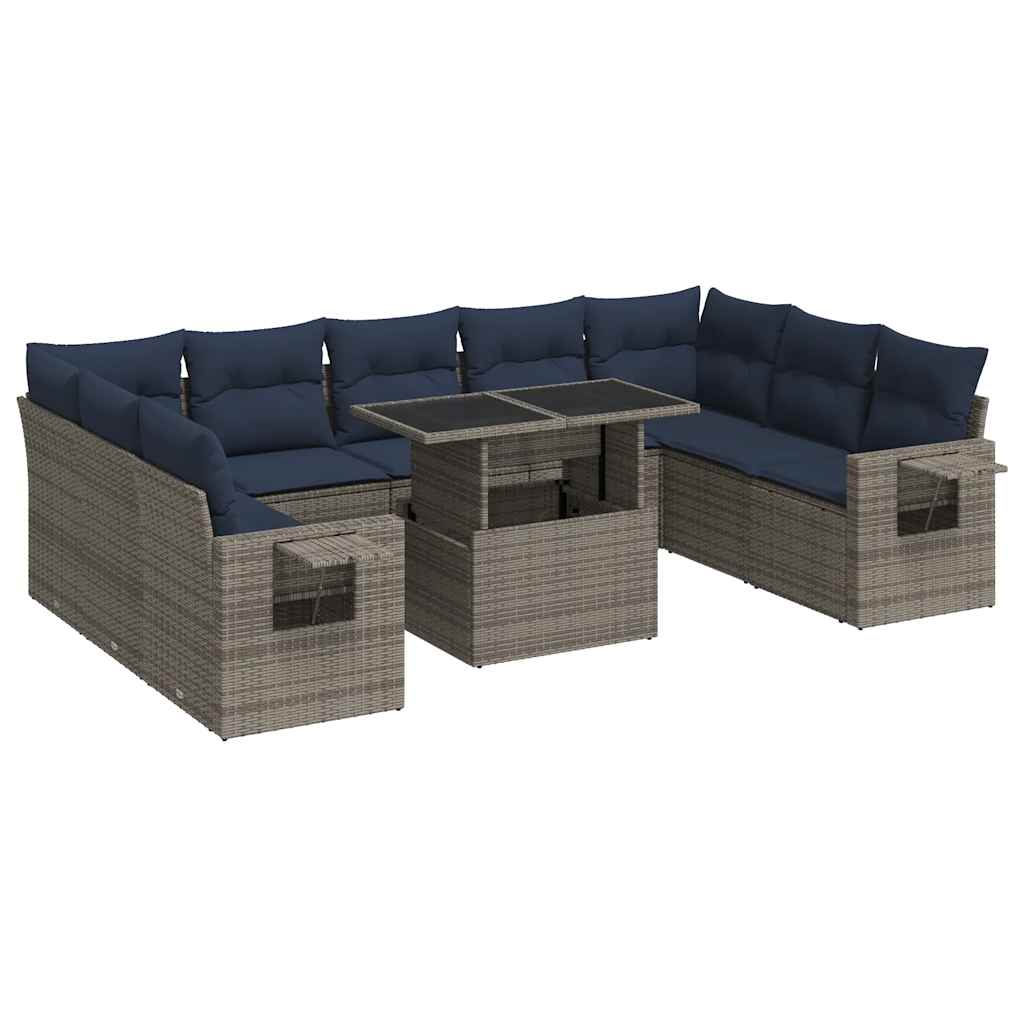 Divano Giardino 10 pz con Cuscini in Polyrattan Acacia