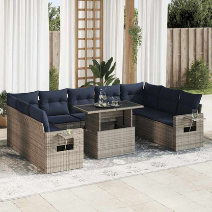 Divano Giardino 10 pz con Cuscini in Polyrattan Acacia