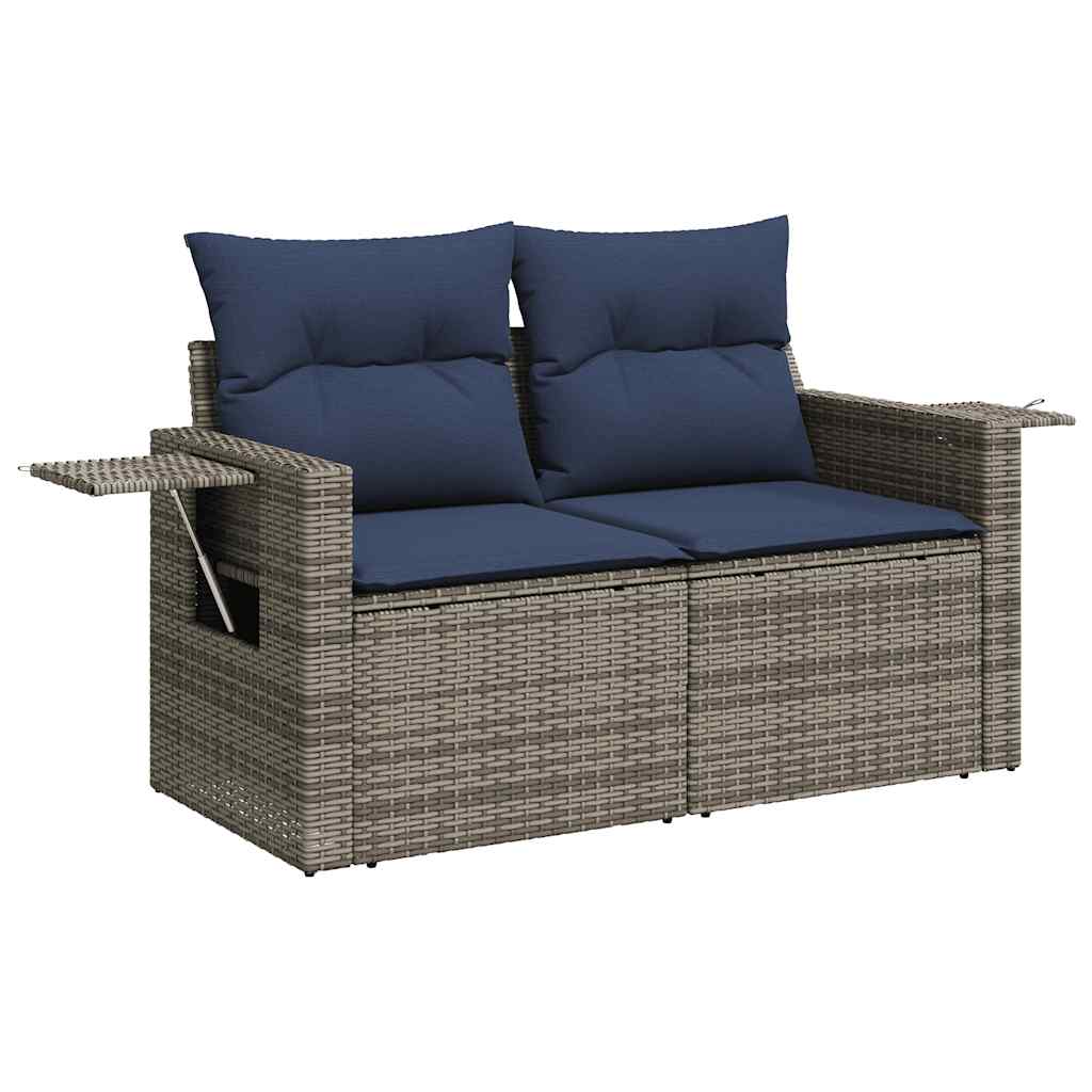 Set Divani Giardino 11 pz con Cuscini Polyrattan Acacia Grigio