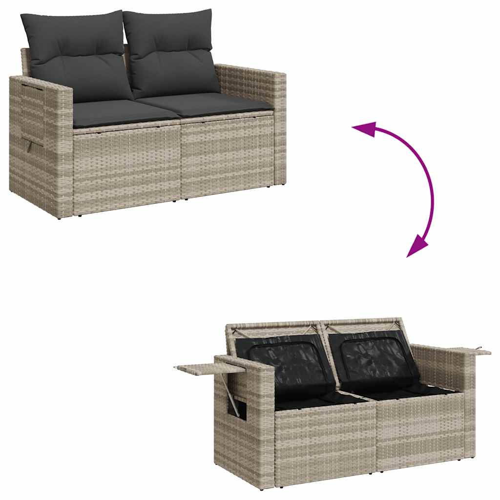 Set Divani da Giardino 11 pz con Cuscini in Polyrattan Grigio | homemem39