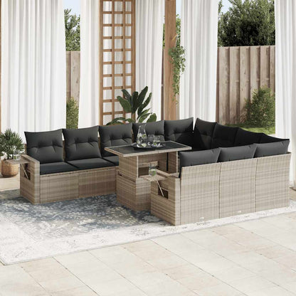 Set Divani da Giardino 11 pz con Cuscini in Polyrattan Grigio | homemem39