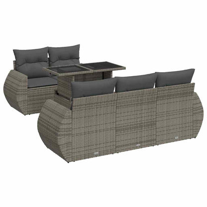 Set Divano da Giardino 6 pz con Cuscini Grigio in Polyrattan | homemem39