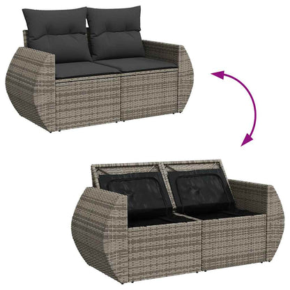 Set Divano da Giardino 6 pz con Cuscini Grigio in Polyrattan | homemem39