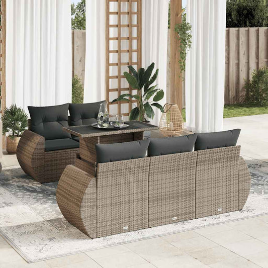 Set Divano da Giardino 6 pz con Cuscini Grigio in Polyrattan - homemem39
