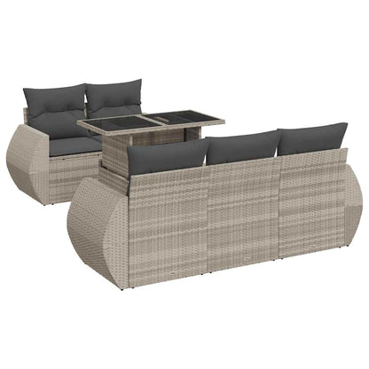 Set Divano da Giardino 6pz con Cuscini Grigio Chiaro Polyrattan - homemem39