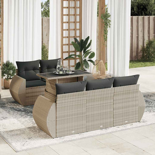 Set Divano da Giardino 6pz con Cuscini Grigio Chiaro Polyrattan - homemem39