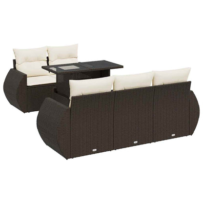 Set Divano da Giardino 6 pz con Cuscini Marrone in Polyrattan - homemem39