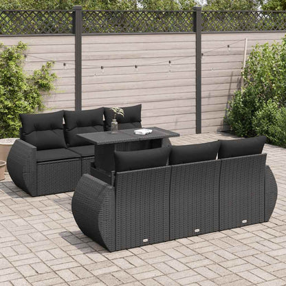 Set Divani da Giardino con Cuscini 7pz Nero Polyrattan | homemem39