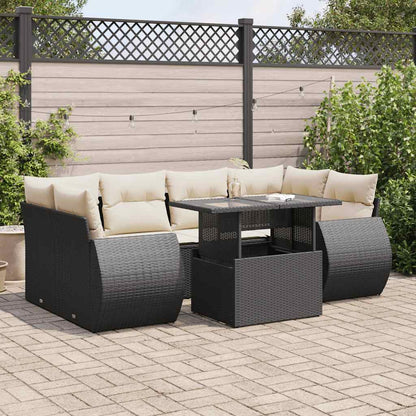 Set Divani da Giardino con Cuscini 7pz Nero Polyrattan | homemem39