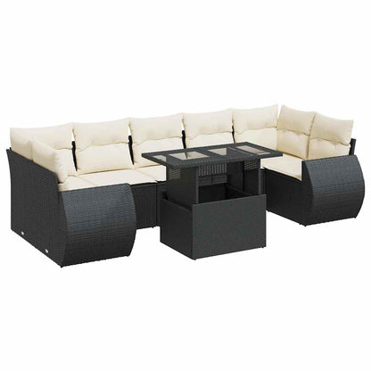 Set Divani da Giardino con Cuscini 8 pz Nero in Polyrattan | homemem39