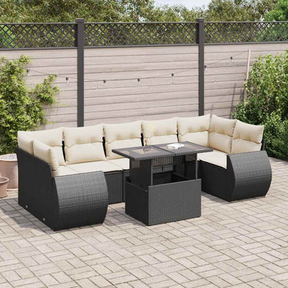 Set Divani da Giardino con Cuscini 8 pz Nero in Polyrattan | homemem39