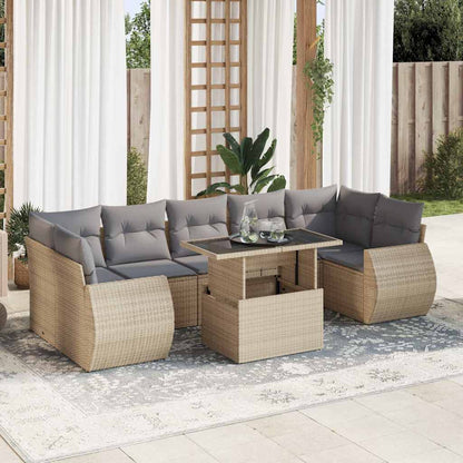 Set Divano da Giardino 8 pz con Cuscini Beige in Polyrattan | homemem39