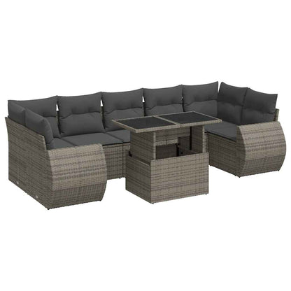 Set Divano da Giardino 8 pz con Cuscini Grigio in Polyrattan | homemem39
