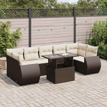 Set Divani da Giardino 8 pz con Cuscini Marrone in Polyrattan | homemem39